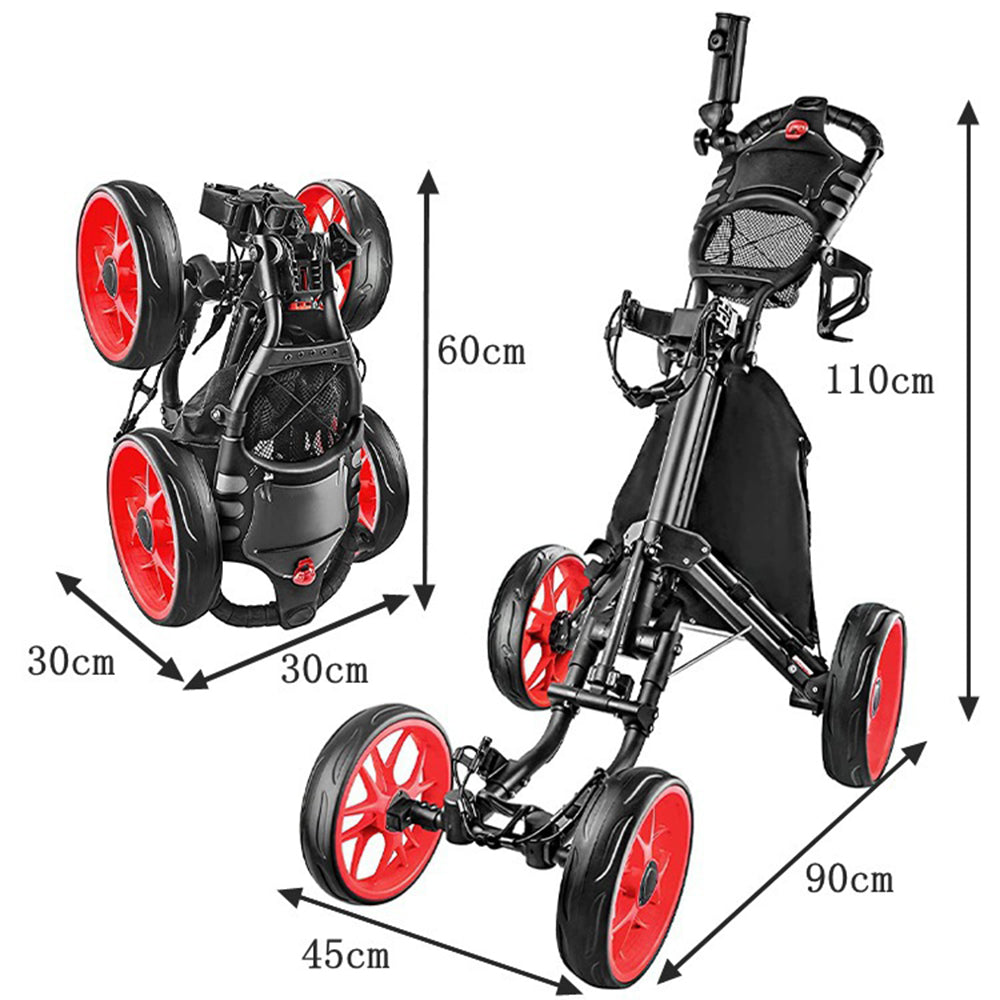 ZH-X005 4-Wheel Aluminum Alloy Golf Push Cart Folding Trolley Pull Caddy Cart ZH-X005 4-Wheel Aluminum Alloy Golf Push Cart Folding Trolley Pull Caddy Cart